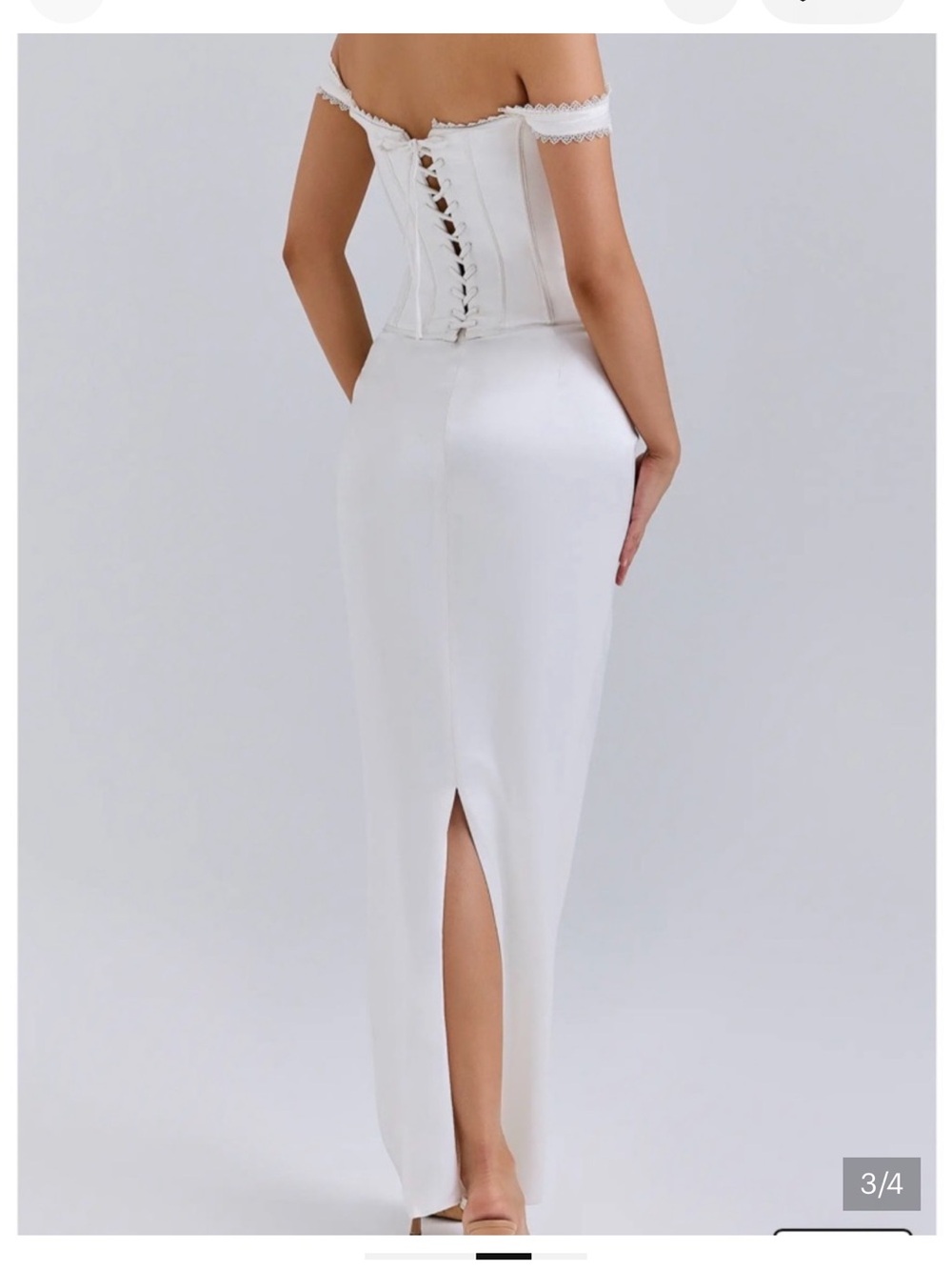 House of CB White Strapless Column Skirt with Back Slit